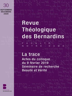 cover image of Revue théologique des Bernardins--Tome 30